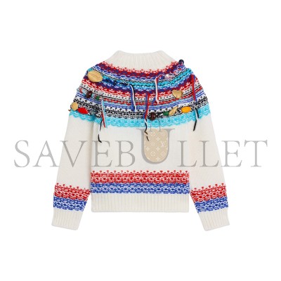 CELINE CROPPED CREWNECK SWEATER IN FAIR ISLE WOOL RY0N10X92.01RL